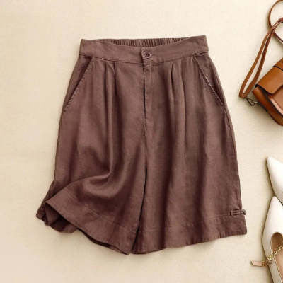 Women's Cotton And Linen Thin Wide-leg Short Casual Pants