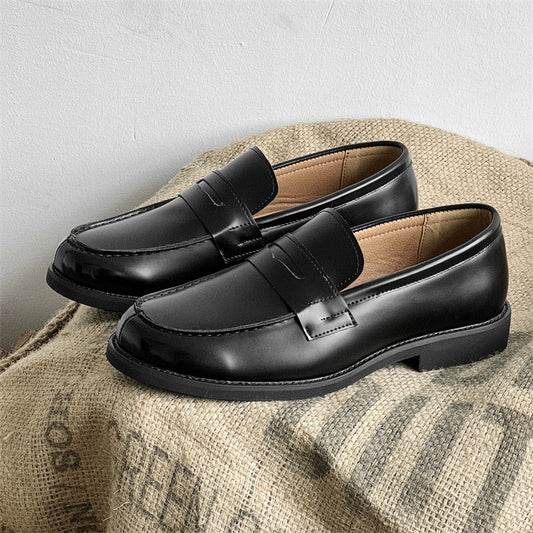 Men's Classic Slip-on Black Derby Couple Leather Shoes