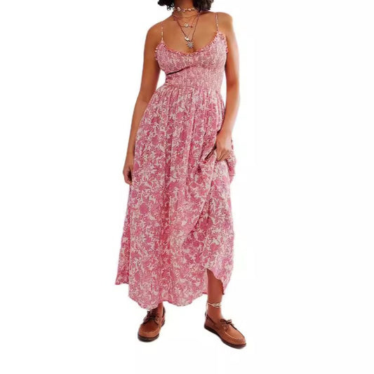 New Summer V-Neck Strap Print Dress For Women