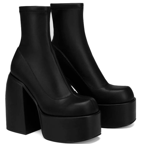 Platform High Heel Boots Scrub Stovepipe Elastic Boots