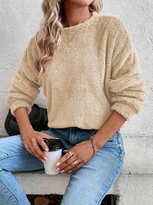 Efterår og vinter ny afslappet dobbeltsidet fløjl løs fleece-sweatshirt