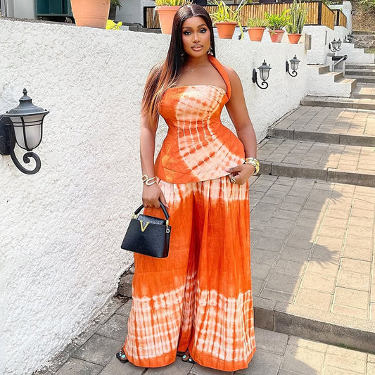 Women's Loose-fit Backless Printed Skirt Set