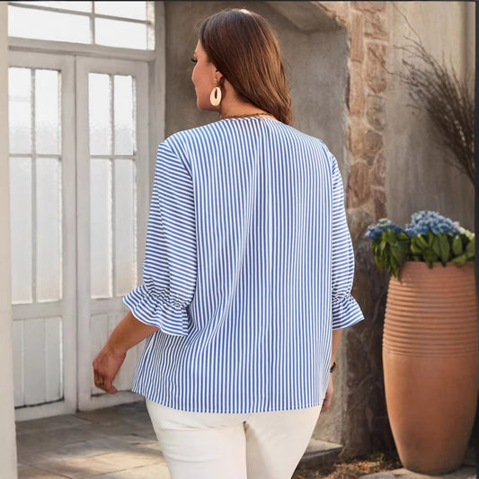 Womens Directional Fashionable Modern Striped Shirt