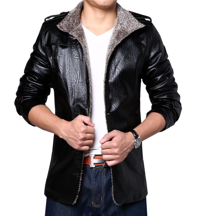 Korean thick slim leather jacket