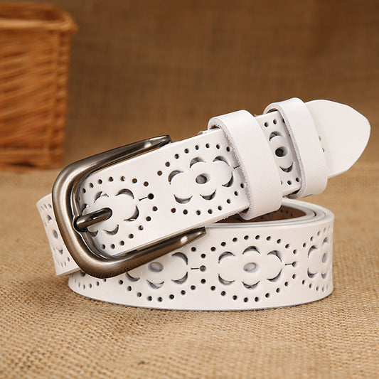 Women's hollow leather belt