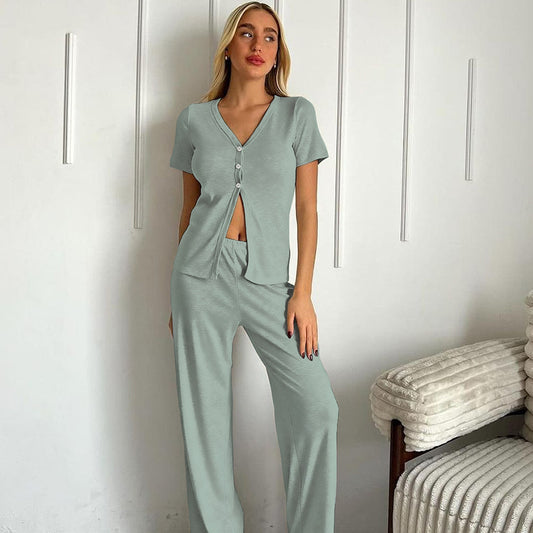 SpringSummer Brushed Knit Loose And Cozy Short-Sleeve Pants