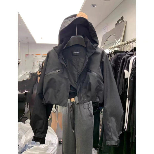 Fashion Hooded Stand Collar Overalls Jacket Women's Spring And Autumn New