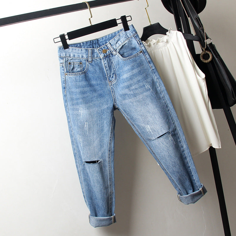 Oversized damejeans med huller