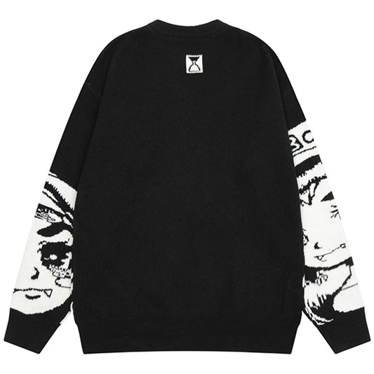 Design Miracle Print Drop Shoulder Sweater Med Rund Hals Til Mænd Og Kvinder