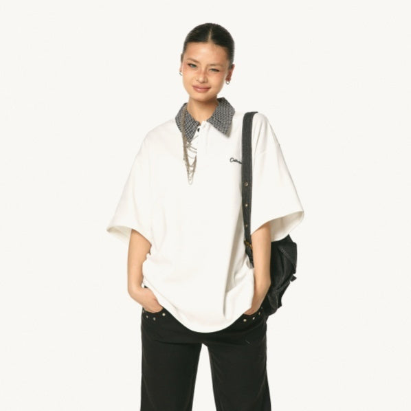 Heavy Design Embroidered Short Sleeve Retro Casual Loose