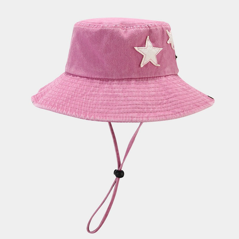 Western Denim Wind Pentagram Washed Old Mountaineering Sun Hat