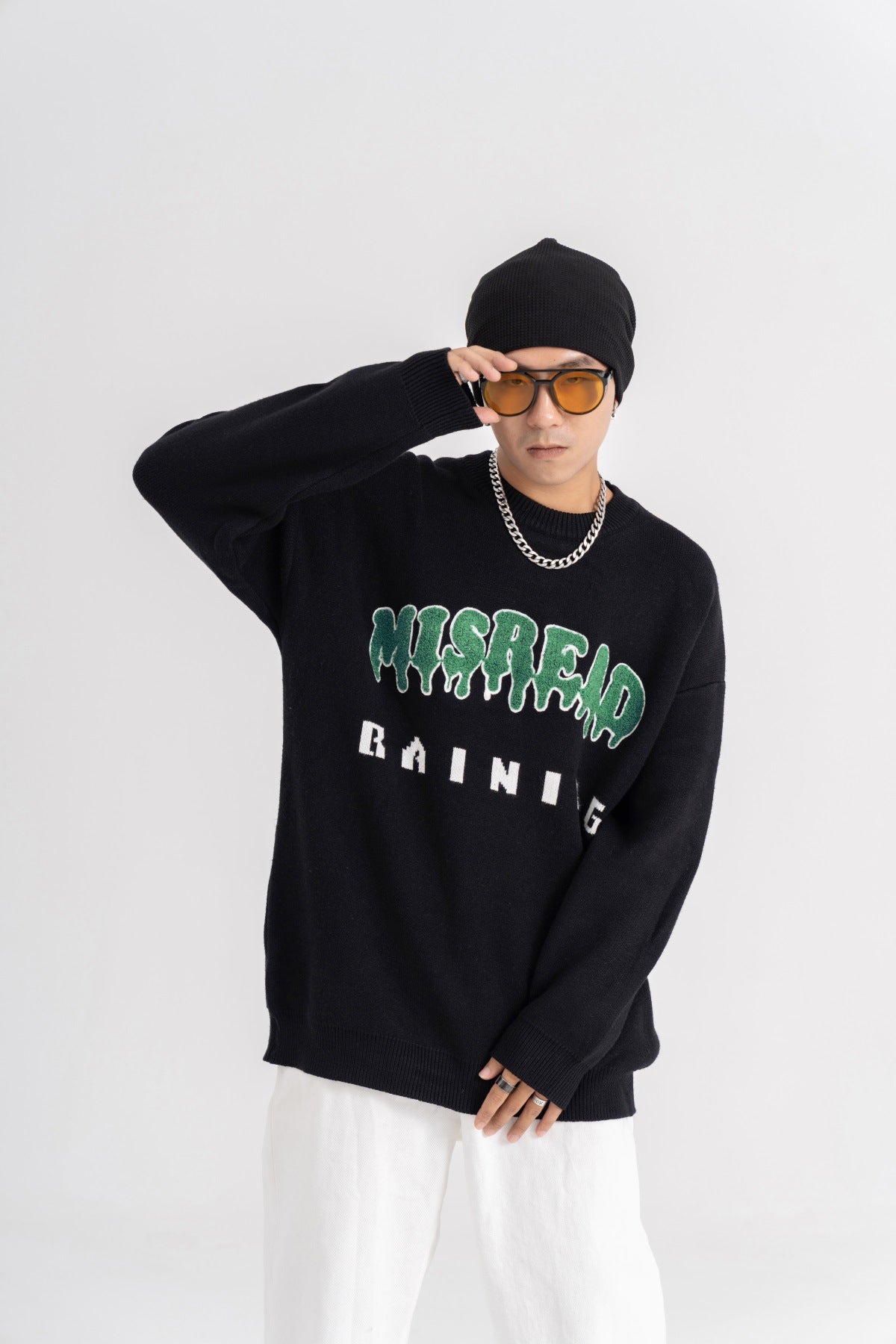 Lazy Couple Men And Women Embroidered With Letters Sweater