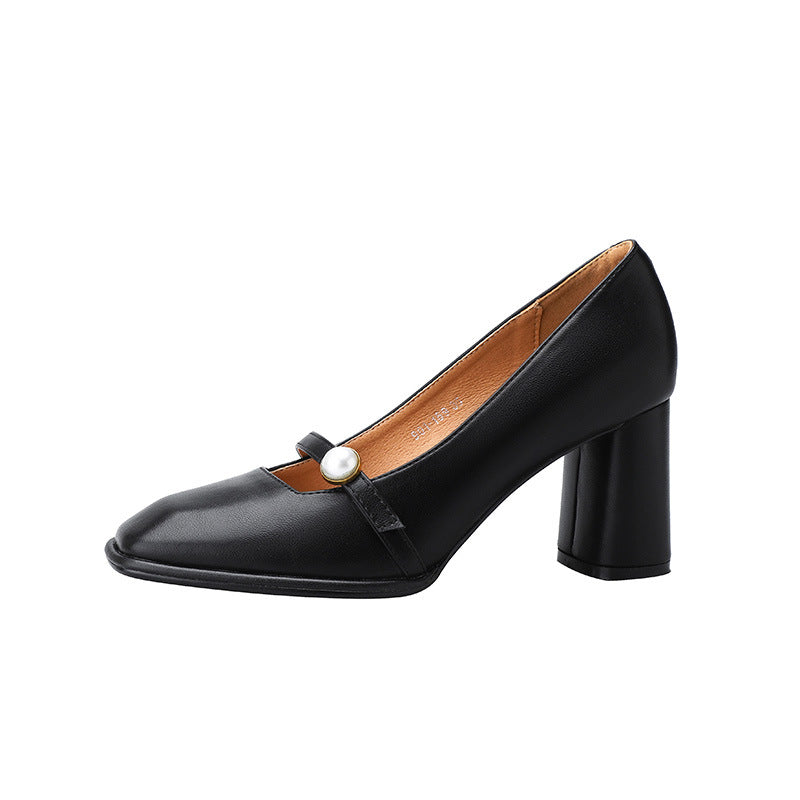 Low-Cut High Heels Buckle Commuter Shoes