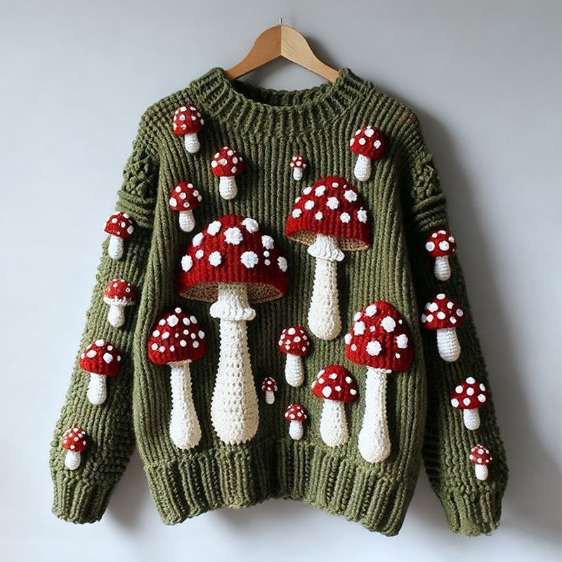 Digital Women's Printed Wear Round Neck Loose Feel Soft Sweater