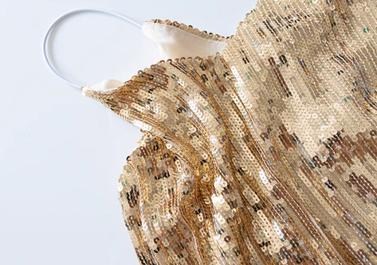 Gold And Silver Color Glitter V-neck Sling Vest