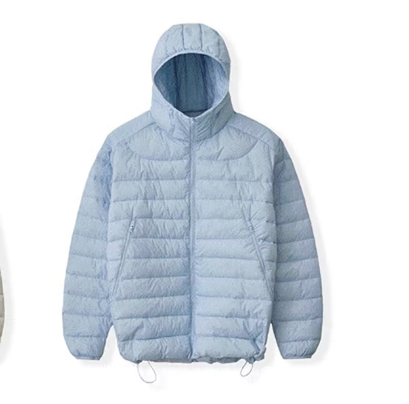 Simple Horizontal Bar Line Hooded Cotton Coat Jacket