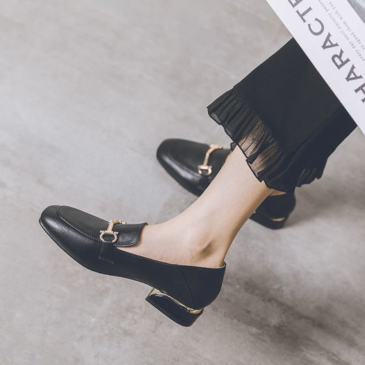 Real Soft Leather British Style Leather Shoes Women