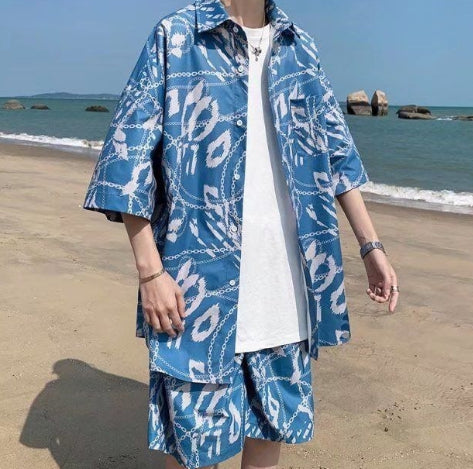 Hawaiiskjorte Shorts Sæt til Mænd