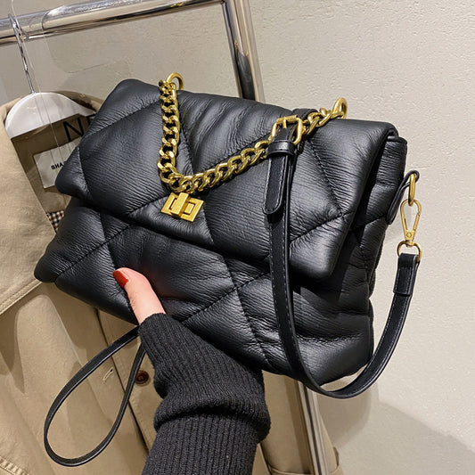 Diamond Crossbody Soft Leather Chain Large Bag
