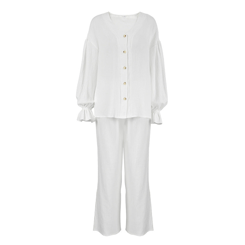 Simple Comfortable All-cotton Breathable Womens Pajama Set 2 Pieces