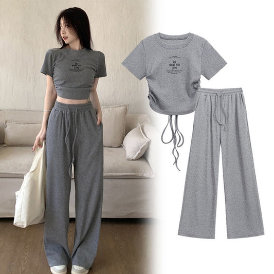 Top With Draped Wide-leg Pants Two-piece Set