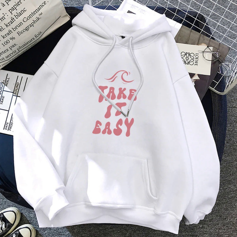 Tag det roligt bogstavtryk sweatshirt