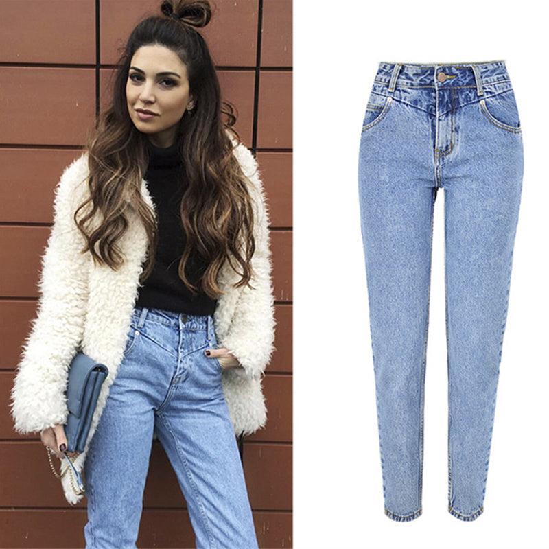 High-rise slim straight-leg washed jeans