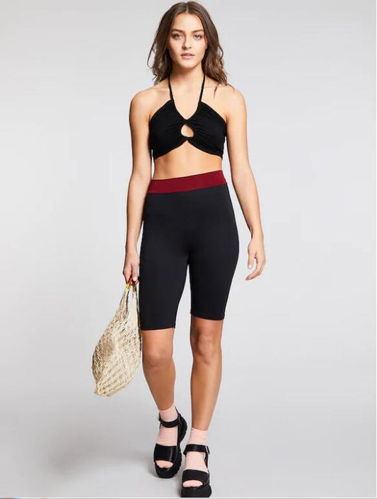 Summer New Contrast Color Five Point Pants High-elastic Slim Shorts