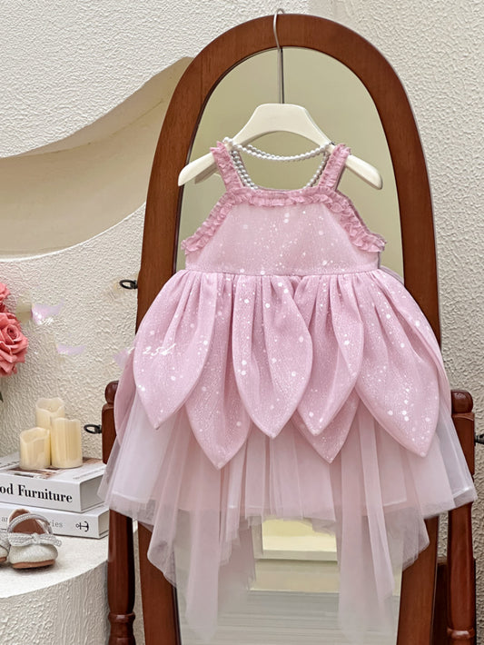 Pigernes Sommer Blomsterstrokkjole Børne Super Fe Kronblad Fransk High-end Fødselsdagsprinsesse