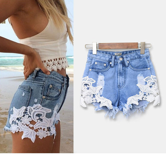 High Waist Lace Beach Resort Boho Ladies Shorts