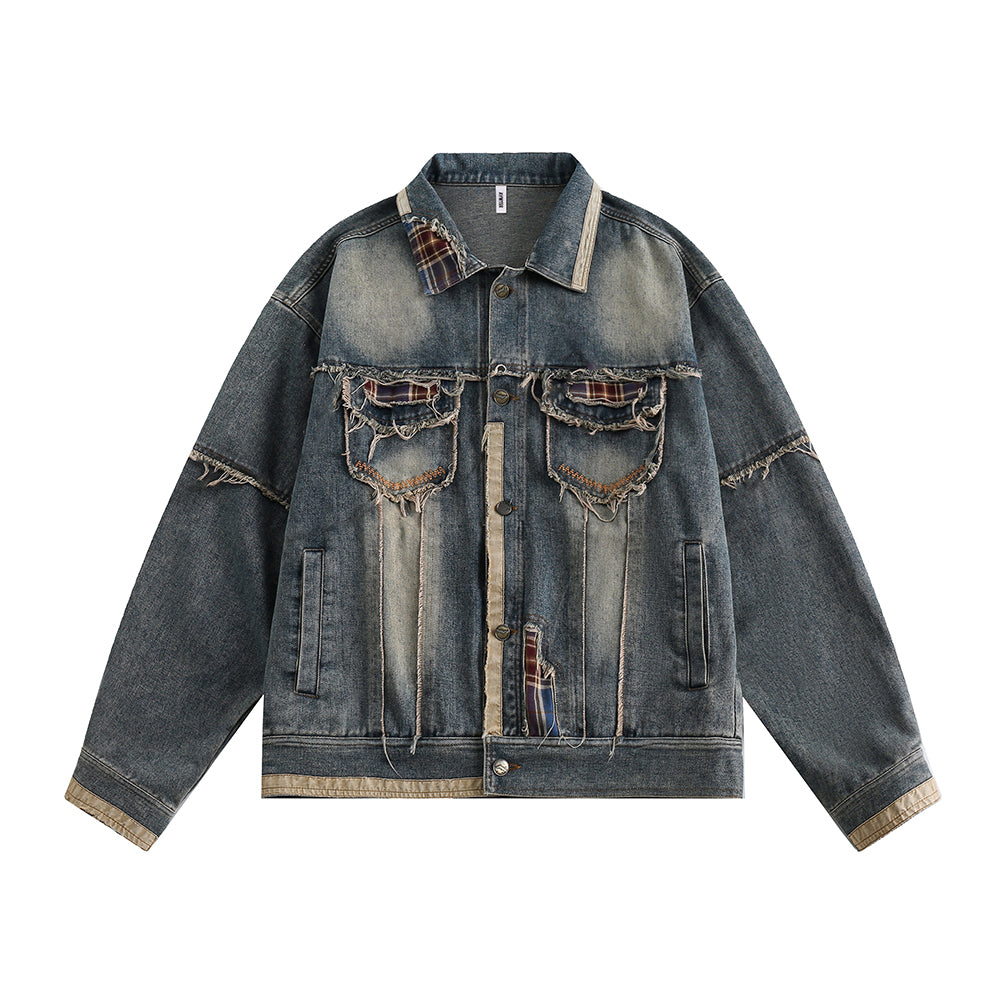 Men's Spring And Autumn Loose Casual Design Sense Washed And Worn Turn-down Collar Coat