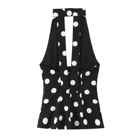 Women's Fashionable Polka-dot Halter-neck Top