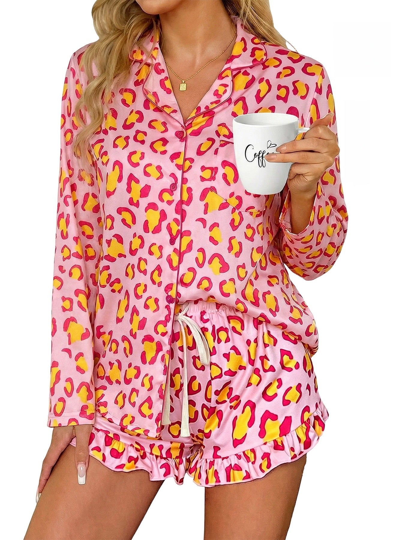Women's Milk Silk Leopard Print Pajama Set