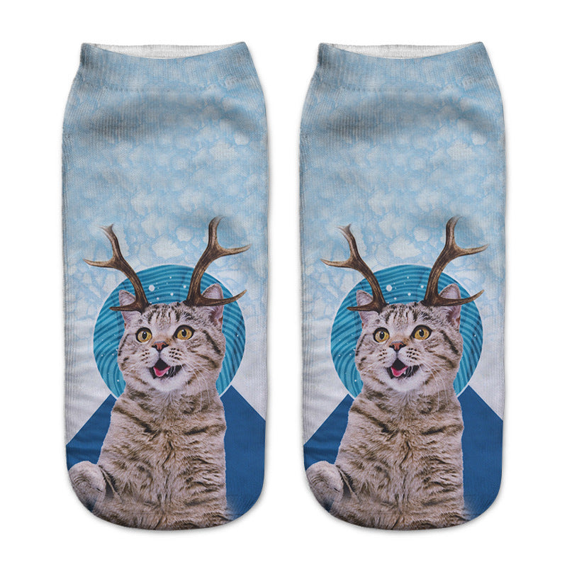 Cute Cat Series 3D Digital Printing Socks Children