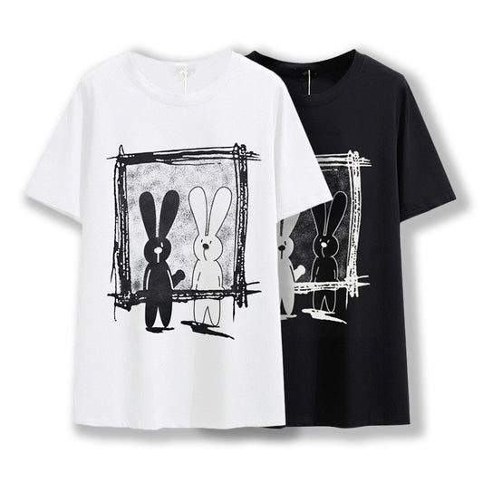 Summer New Style Fat Sister Rabbit Vintage Print Cotton