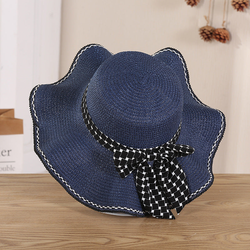 New Summer Women's Bow Knitting Straw Hat