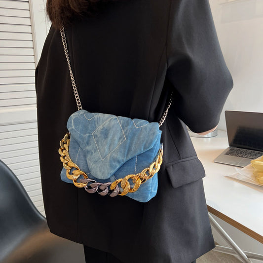 Niche Design Denim Retro Women's Chain One Shoulder Bag