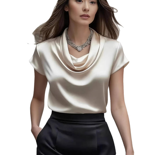 Casual Short-sleeve Top With A Flowing Draped Silhouette