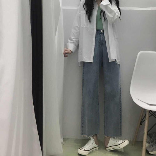 High Waist Loose All-match Chic Student Wide-leg Trousers