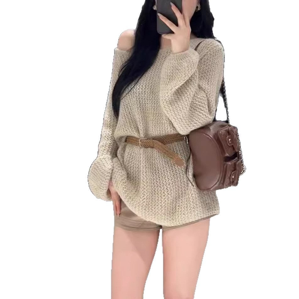 French-style Hollow-out Long-sleeve Knit Sweater For Women Early Autumn New Arrival