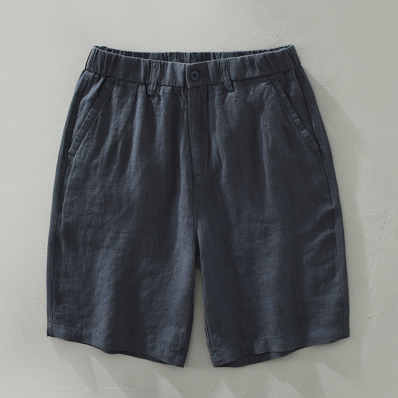 Linen Leisure Men's Loose Breathable Elastic Waist Beach Shorts