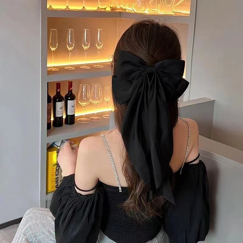 French Gentle Graceful Satin Oversized Bow Ribbon Hairpin