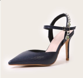 Pointed Toe Sandals Fashion Stiletto Heel Rhinestone Snake Pattern