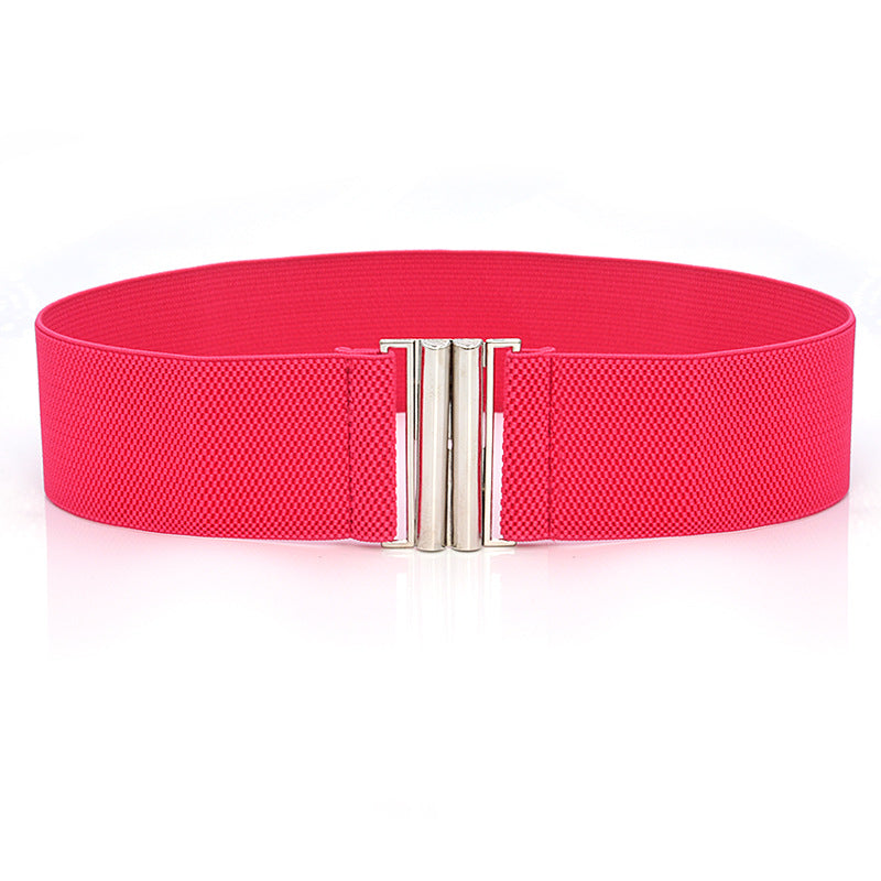 Elastic Elastic Silver Buckle Wide Belt Decorated Skirt Accessories