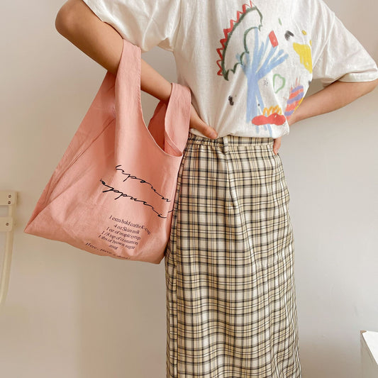 Hand carry letter vest bag canvas cotton linen bag