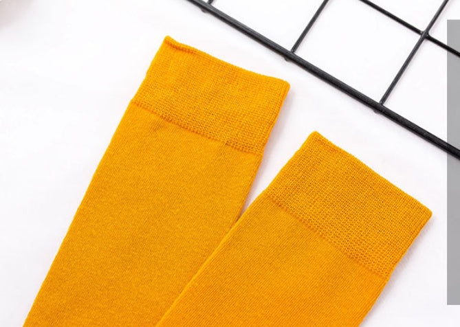 Japanese Color Basic Calf Socks Student Mid-tube Black Knee-length