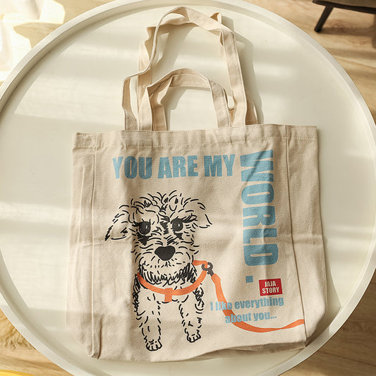 Schnauzer Canvas One Shoulder Tote Mom Bag