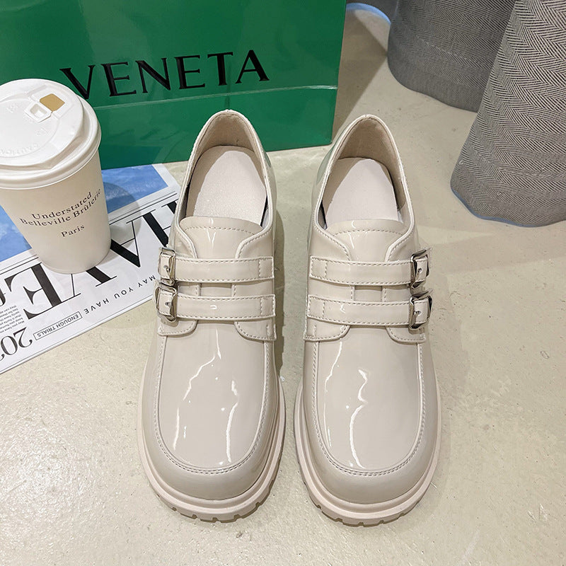 Women's High-heeled British Style Leather Shoes