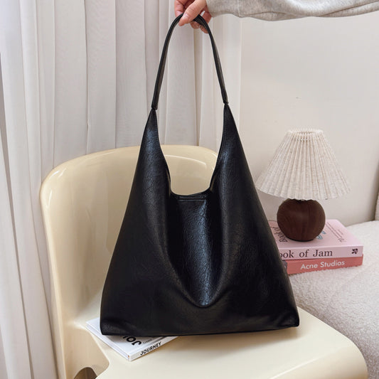 Textured Soft Leather Large Capacity Underarm Bag Commuting