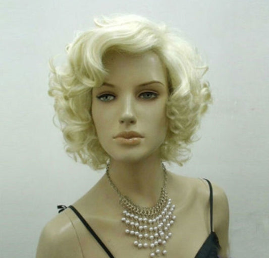 Cos Short Paragraph Pale Gold Curly Hair Wig